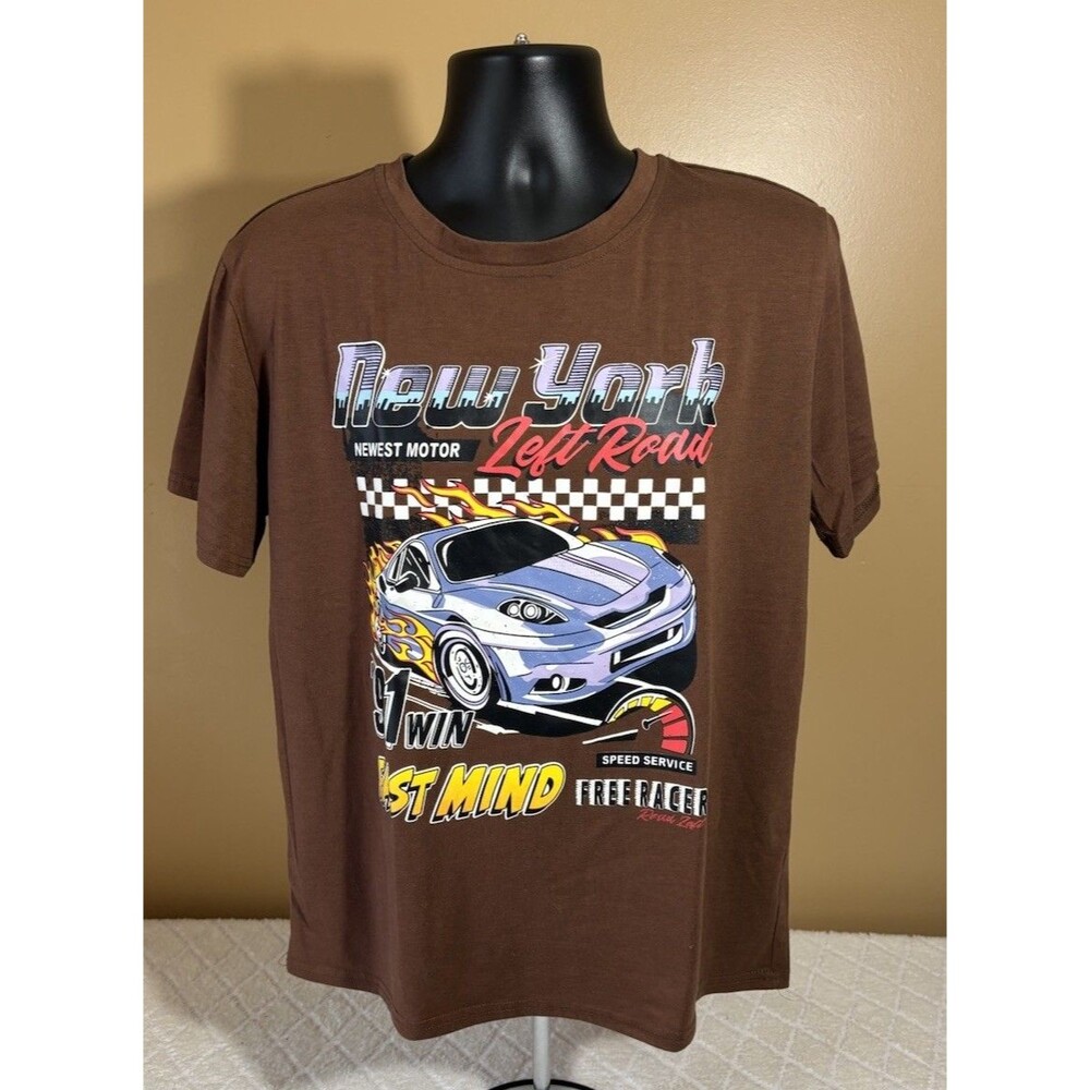 Race Car Graphic Shirt New York Newest Motor 91 Win Fast Car Free Racer   Size M
